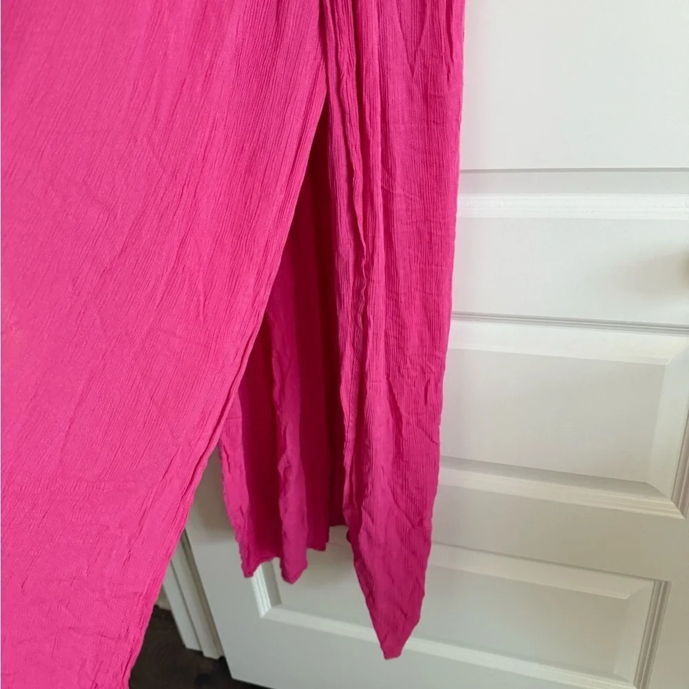 Elan Deep V-Neck Wrap Maxi Coverup Dress Pink Small NWT